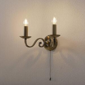 Richmond wall light, two-bulb with a pull switch