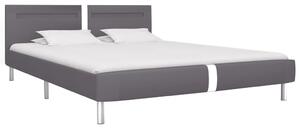 Bed Frame with LED Grey Faux Leather 150x200 cm King Size