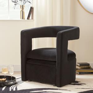 Tallie Velvet Storage Accent Chair Black