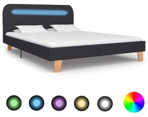 Bed Frame with LED Dark Grey Fabric 135x190 cm 4FT6 Double