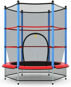 Children's Trampoline with Safety Net Enclosure and Plastic Foot Pads