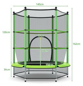 Costway Children's Trampoline with Safety Net Enclosure and Plastic Foot Pads