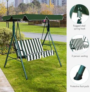 Costway 2 Seaters Garden Swing Chair with Adjustable Canopy-Green
