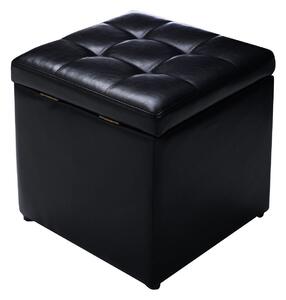 Foldable Cube Ottoman Pouffe Storage Seat-Black