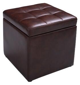 Costway Foldable Cube Ottoman Pouffe Storage Seat-Brown