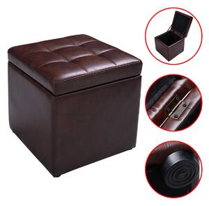 Costway Foldable Cube Ottoman Pouffe Storage Seat-Brown