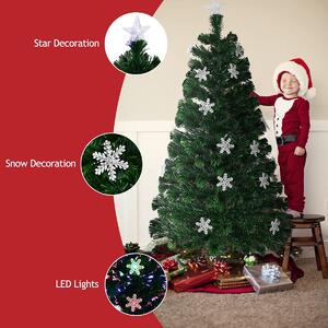 Costway 7ft / 2.1m Fibre Optic Christmas Tree with Snowflake and Star Decoration