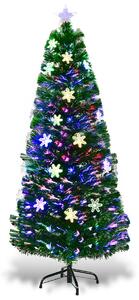 Costway 5ft Fibre Optic Christmas Tree with Snowflake Decoration