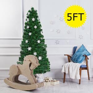 Costway 5ft Fibre Optic Christmas Tree with Snowflake Decoration