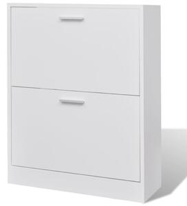 White Wooden Shoe Cabinet with 2 Compartments