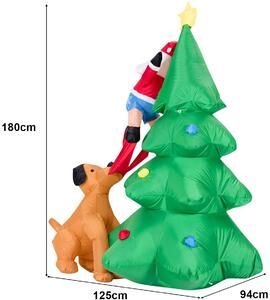 Costway 1.8m Inflatable Dog Chasing Santa to a Christmas Tree with LED Lights