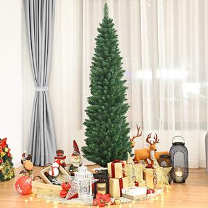 Costway 8ft / 2.4m Artificial Pencil Slim Christmas Tree with Metal Stand