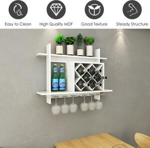 Costway Wall Mounted Wine Rack for 6-Bottles with Storage Display