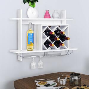 Costway Wall Mounted Wine Rack for 6-Bottles with Storage Display