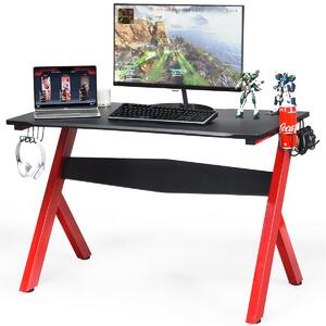 Costway Gaming Computer Desk with Mouse Mat, Headphone and Controller Racks
