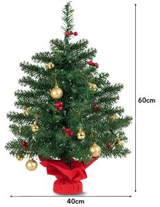 Costway 2FT 60cm PVC Artificial Christmas Tree with LED Lights