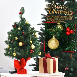 Costway 2FT 60cm PVC Artificial Christmas Tree with LED Lights