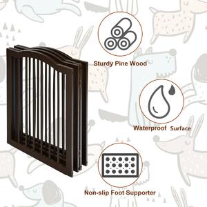 Costway Pine Wooden Pet or Baby Fence with 4 Panels