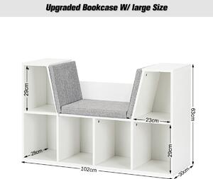 Costway Modern Storage Organizer Cabinet with Seat Cushion-White