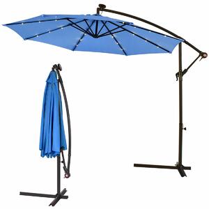 Costway 3m Cantilever Garden Parasol with LED Lights-Blue
