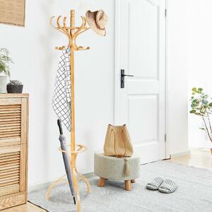 Costway Wooden Coat and Hat Stand-Oak