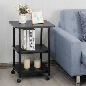 Costway 3 Tier Height Adjustable Printer Stand / Wheeled Occasional Table-Black