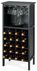 Costway Wine Rack 20 Bottles Wood Holder Display-Black