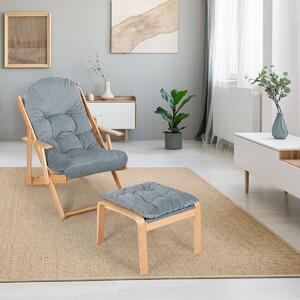 Costway Foldable Wooden Recliner Chair with Ottoman Footrest