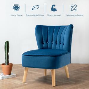 Costway Soft Velvet Accent Chair with Oyster Shaped Back-Blue