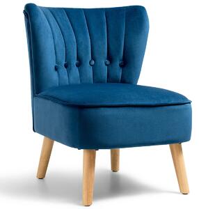 Costway Soft Velvet Accent Chair with Oyster Shaped Back-Blue