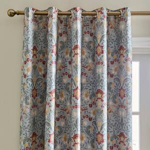 Ruskin Duck Egg Eyelet Curtains Blue/Red/Yellow
