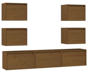 TV Cabinets 7 pcs Honey Brown Solid Wood Pine