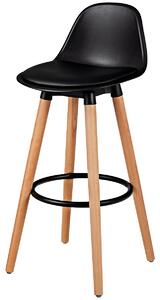 Costway 2 x PU Leather Bar Stool with Footrest-Black