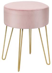Velvet Modern Round Footstool Ottoman Makeup Dressing Chair-Pink