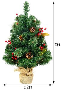 Costway 60 Cm Artificial Tabletop Christmas Tree with Pine Cones