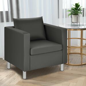 Costway Single PU Leather Accent Tub Chair with Pillow