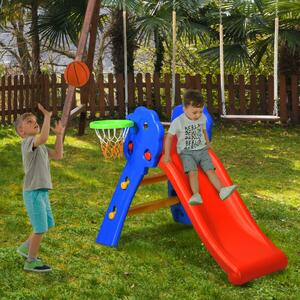 Costway Folding Child's First Slide with Basketball Hoop