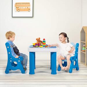 Costway Height Adjustable Children Activity Table and Chair Set with Drawer-Blue