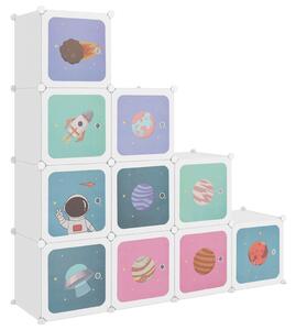 Cube Storage Cabinet for Kids with 10 Cubes White PP