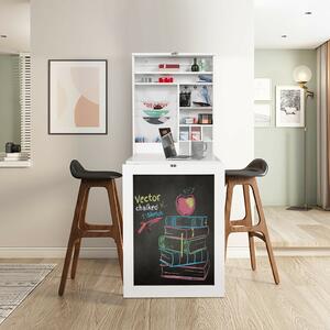 Costway Multi-Function Folding Wall-Mounted Drop-Leaf Table with Chalkboard-White