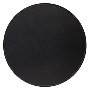Set of 4 Round Reversible Black Grey Faux Leather Placemats Black