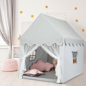 Costway Children's Wooden Frame Playhouse Tent with Mat
