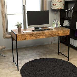 Costway Wooden Computer Desk with 2 Drawers-Coffee
