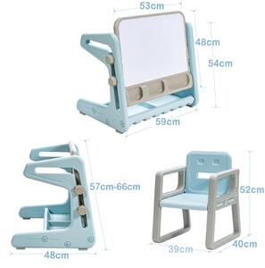 Costway Children's Art Easel / Table and Chair Set with Ample Storage Space-Blue