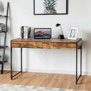 Costway Wooden Computer Desk with 2 Drawers-Coffee