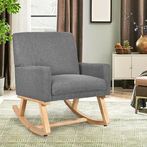 Costway Fabric Upholstered Recliner Rocking Chair Armchair Lounge Sofa Seat Relax Rocker-Grey