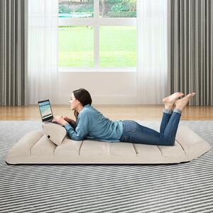 Costway Folding Floor Sofa Chair / Ergonomic Floor Cushion-Beige