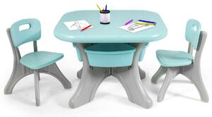 Costway Children's Activity Table Set with Storage Bins-Green