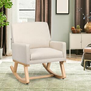 Costway Fabric Upholstered Recliner Rocking Chair Armchair Lounge Sofa Seat Relax Rocker-Beige
