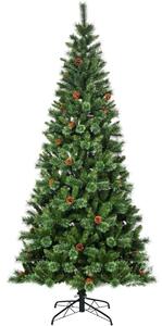 Costway 8ft Christmas Hinged Tree with Mixed Pine Needles, Cones, and Metal Stand